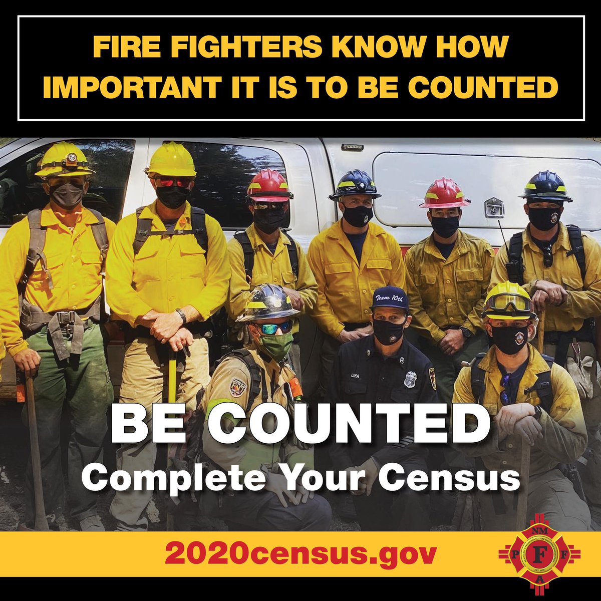NMPFFA's tweet image. Help New Mexico get a #CompleteCount in the MyCensus2020. Do your part to keep our communities safe! Visit 2020census.gov #completecountnm
