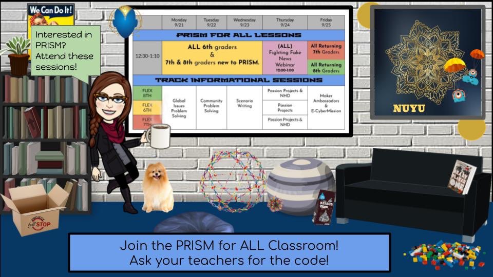 Ready for gifted and talented enrichment this year? Attend our Lunch and Learn PRISM for ALL lessons next week and pop into the track information sessions with questions about the different research tracks available in PRISM. #TeamCommUNITY #wwprsd #gtchat