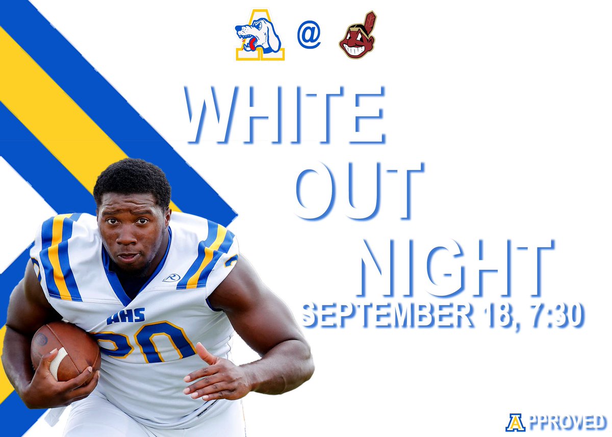 Bloodhounds_AHS's tweet photo. Week 2
9/18/20
This Friday your #Hounds will travel over to Lake Gibson to face off against the Braves. Kickoffs at 7:30pm we look forward to seeing you there #BloodhoundNation
#TheChaseIsOn 🐶🍃🌿🦴🏈 #catchdogs🐕
#FedDogsWontHunt🦮
#WhiteOut⚪️⚪️ https://t.co/XhildGKoKc
