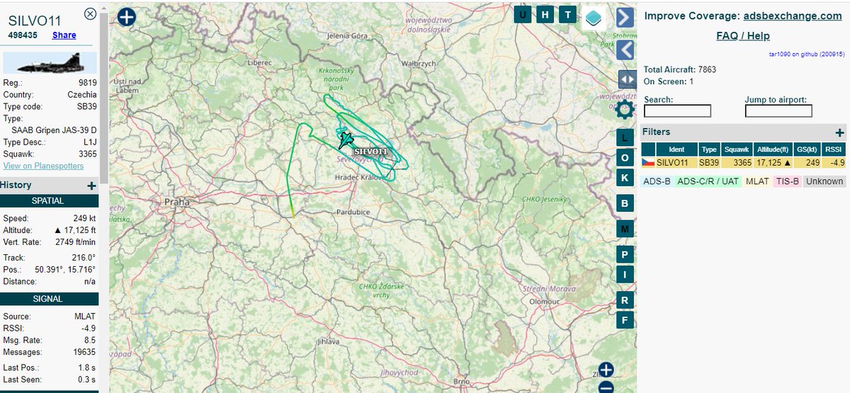 5472_nde's tweet photo. #CzechAF Gripen, SILVO11 9819 operating northeast of Prague. 1348z https://t.co/MaK2RZKitG