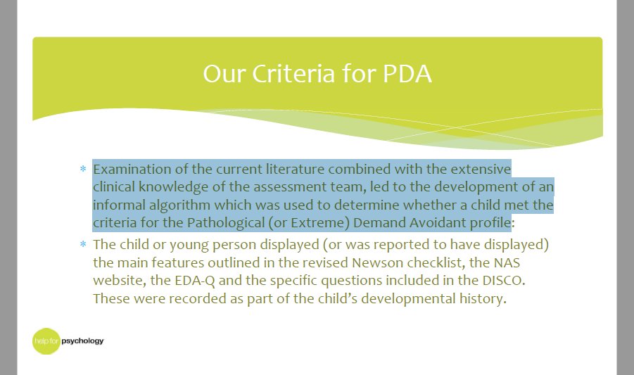 This is important because, Help4Psyschology justify their PDA definitions from the literature & their "extensive clinical knowledege", which as I will show is insufficient reasons to adopt their PDA definitions. https://network.autism.org.uk/sites/default/files/ckfinder/files/Further%20exploring%20the%20PDA%20profile%20-%20evidence%20from%20clinical%20cases%20-%20Dr%20Judy%20Eaton.pdf