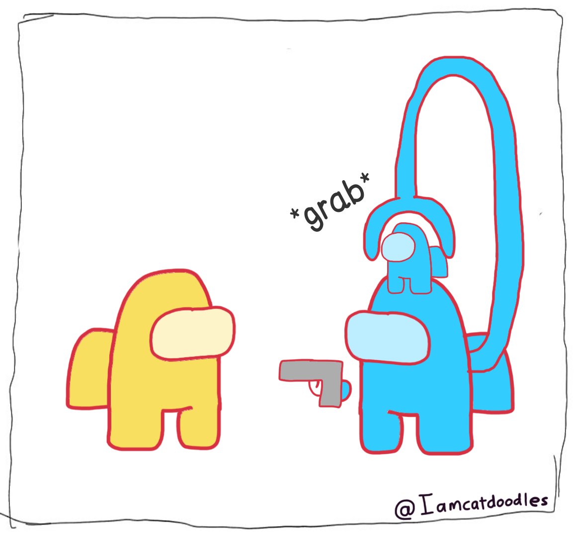 Iamcatdoodles's tweet photo. Cat Doodles #AmongUs 
#YellowandBlue 

Surrounded https://t.co/mK6jlNYxA1