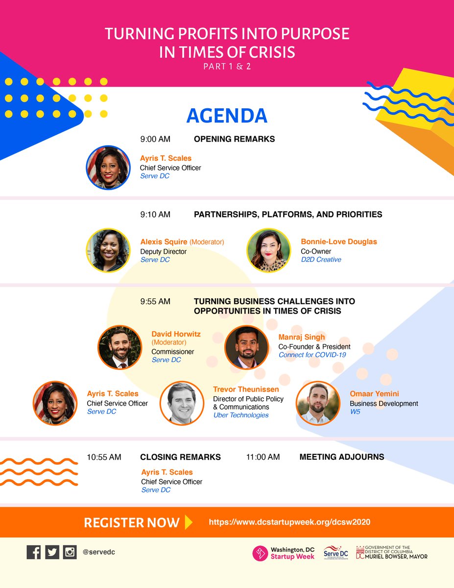Enjoying DC Startup Week? Tune in TOMORROW at 9AM EST to catch <a href="/ServeDC/">ServeDC</a> and partners share their experiences navigating COVID-19 while providing capacity building and resource development for the community.

Part 1 - bit.ly/3iGqKTs
Part 2 -  bit.ly/33IOi3U