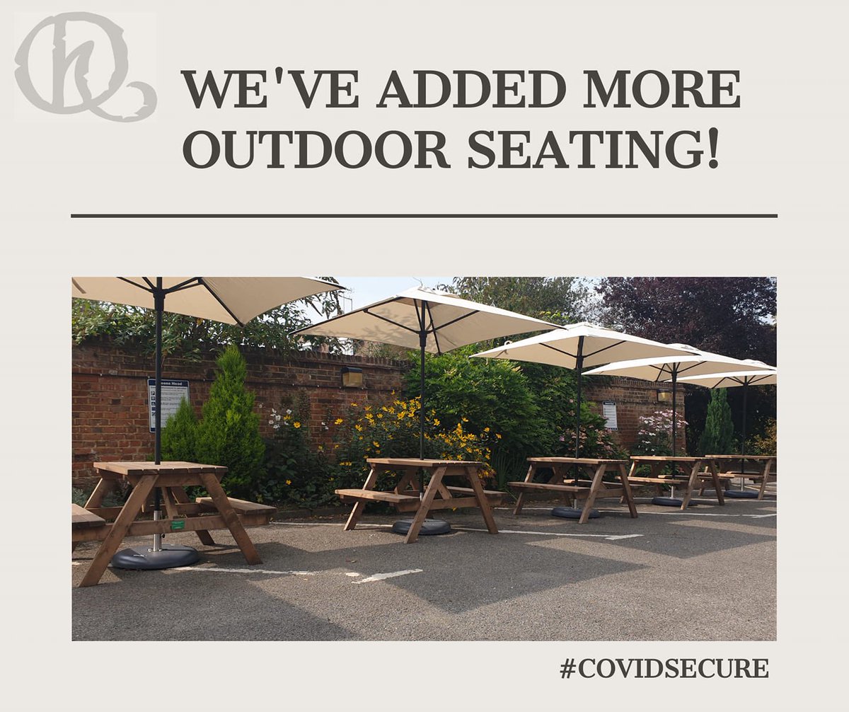 Good news from the Queen’s Head.

With our customers safety in mind, we've added even more outdoor seating! 
<a href="/PinnerLocal/">Pinner Local</a> <a href="/QueensHeadPinn/">Queens Head Pinner</a> <a href="/DeliaCazzato/">Lady Delia of Pinner (Cazzato) 💙</a> <a href="/Proud_of_Pinner/">Proudofpinner</a>