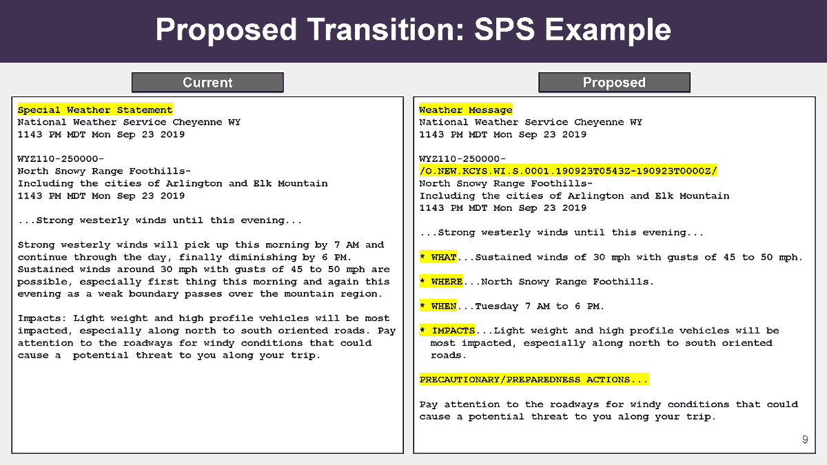 Nagele: Here's an example of a new "advisory" and "SPS". In the case of the SPS, the format would change to be more consistent with other bulleted formats in our products.  #NWAS20