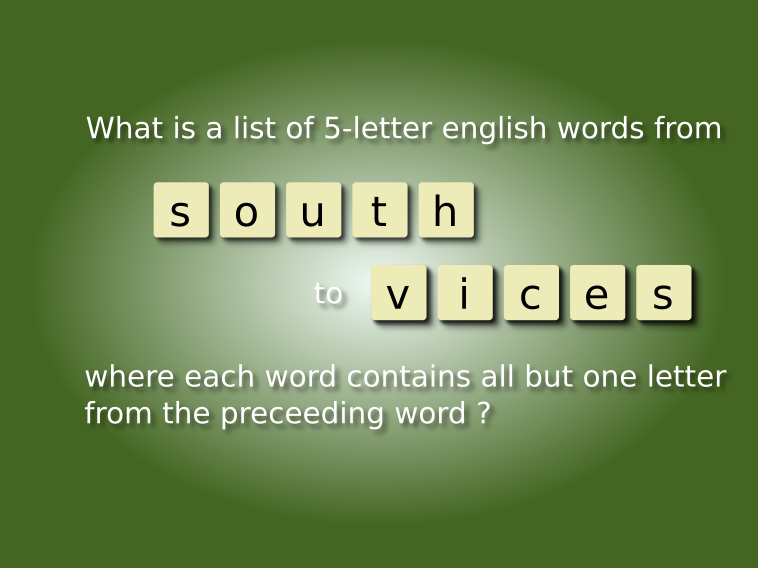 blanagram's tweet photo. Find the series of 5-letter blanagrams from "south" to "vices".
Solve many other levels in Blanagram for Android!
https://t.co/V1n2S93tN6

RT to get the solution

 #scrabble #quizz #words https://t.co/mgV6lEjVsT