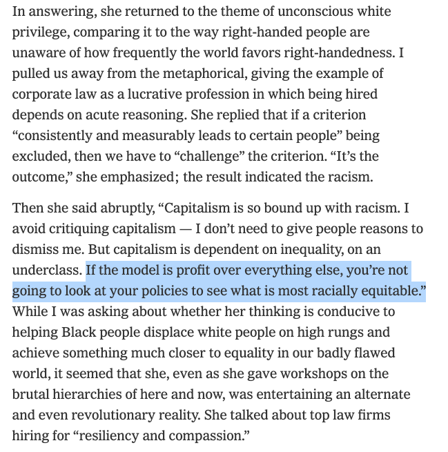 But sure, let's teach all American students to live in the objectivity-denying fantasy land of critical theory proponents such as Robin DiAngelo, who wants to do away with "rationalism" as a criteria for hiring teachers because abolishing capitalism will take care of inequities