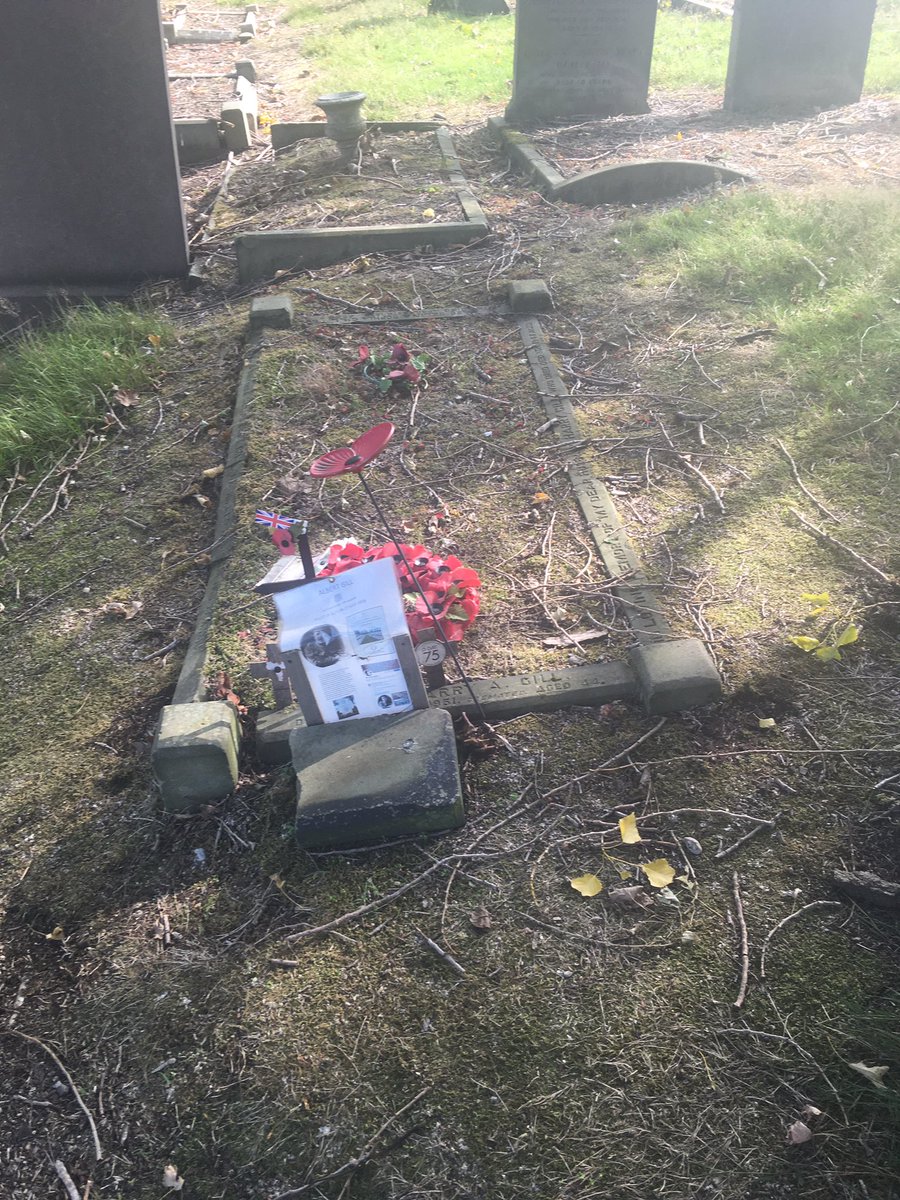 Then my highlight. Came across the small decaying but not forgotten Gill burial plot. A family VC. Buried Delville Wood Cemetery but mentioned here. Easily missed but for poppy. Image if grave in France from net.