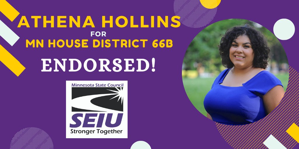 seiumn's tweet photo. SEIU members are proud to endorse @AthenaHollins because she believes that no problem is bigger than what we can achieve together. (1/4) https://t.co/qrhfDGFP9i