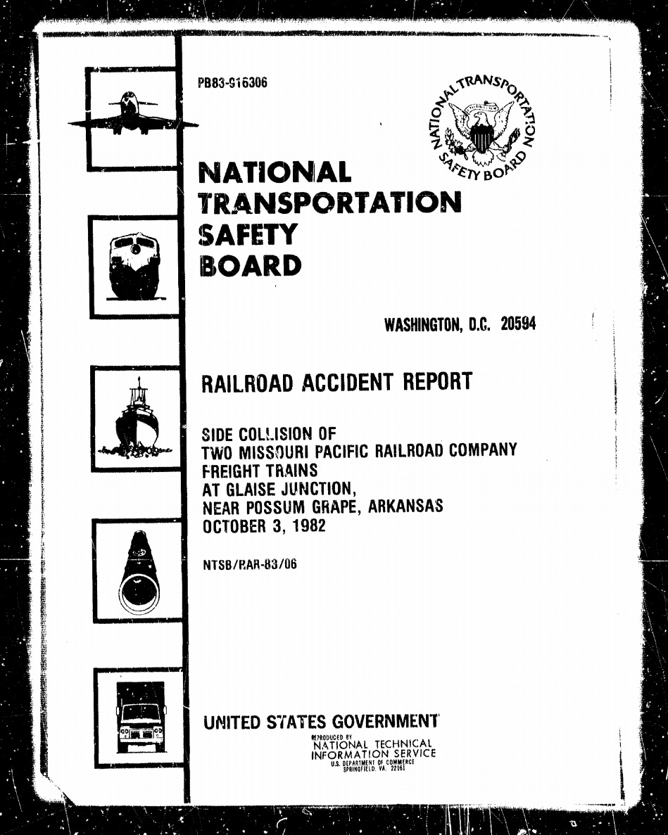 On October 3, 1982, near Possum Grape, AR, we investigated the forty-ninth of 154  #PTC preventable accidents:  https://www.ntsb.gov/investigations/AccidentReports/Reports/RAR8306.pdf  #PTCDeadline  #NTSBmwl