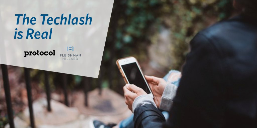 Fleishman's tweet photo. About 1/3 of people say they don’t trust #tech companies, according to our new global #Techlash 2020 report. @protocol’s @pierce spoke with our own Sophie Scott and Natasha Kennedy about the #FHTech findings and what they mean for the industry. Read more: https://t.co/xjfh2ZtZDn https://t.co/gYqvpkJ3J4