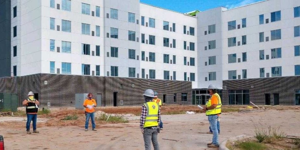 vccusa's tweet photo. Our team at our @HYATThouse project in Shenandoah, TX is having a socially distanced Safety meeting this morning. 

#VCCusa #ExcellenceInConstruction #BuildingSafetyTogether  #ConstructionSafetyWeek #SafetyFirst #KeepingWorkersSafe https://t.co/597d8yAVH7