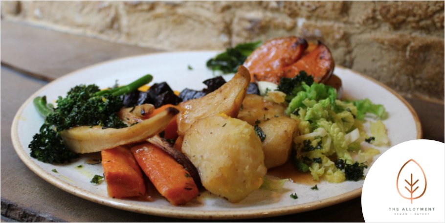 With a choice of Roast Cauliflower Steak or Butternut Squash with all the trimmings. To book for our delicious Sunday Roast please follow the link below or contact us on hello@allotmentvegan.co.uk. buff.ly/3g9tJlJ #vegan #vegans #sundayroast #veganroast #sundaydinner