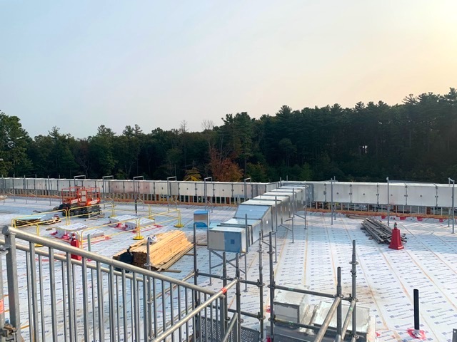 Rooftop ductwork support stands for #LarkinHathaway at @EMDSerono (Billerica, MA). Fabricated in-house, in lieu of strut frames, saving on-site installation hours. #AISC #construction #steelfabricators
