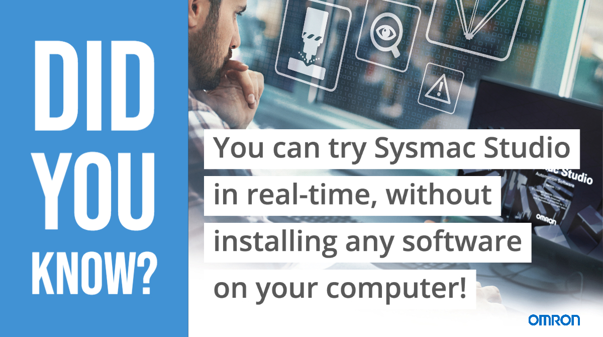 OmronAutomation's tweet image. Try Sysmac Studio without installing any software on your computer!  This online demo enables you to click around and try the software in real time to experience our true integrated development environment.

bit.ly/3c3avwZ

#SysmacStudio #MachineDevelopers #Cloudbased