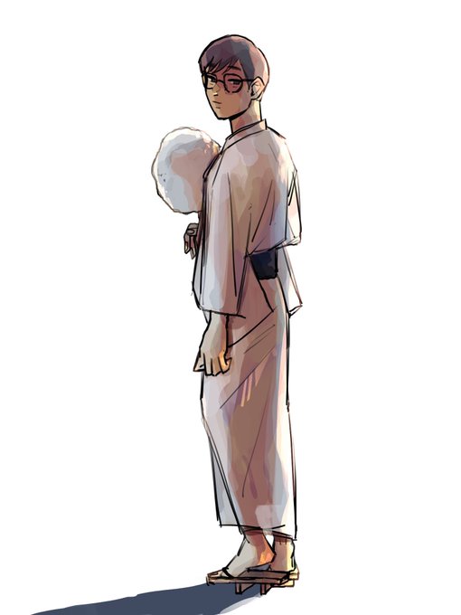 白い浴衣と白い綿飴 林檎のイラスト