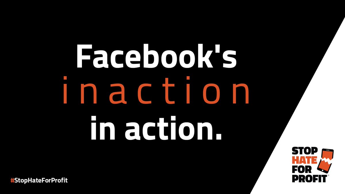 ADL's tweet image. Facebook should be taking action against violent #hate on their platform. Instead, they still recommend users to join groups &amp;amp; pages that glorify violence. This has to change. Tell Facebook to #StopHateForProfit.  stophateforprofit.org/demand-change
