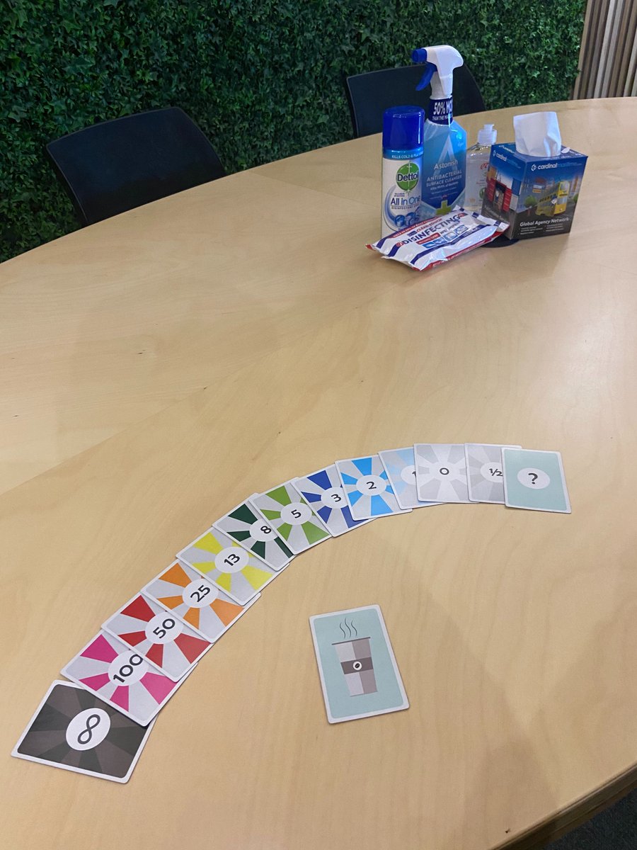 Ratings from '0' - 'Infinite' allow us to define the tasks within our Sprint Planning meetings collaboratively. The 'coffee break' card is crucial, as our sprints can last a while! #agile #sprint #planning