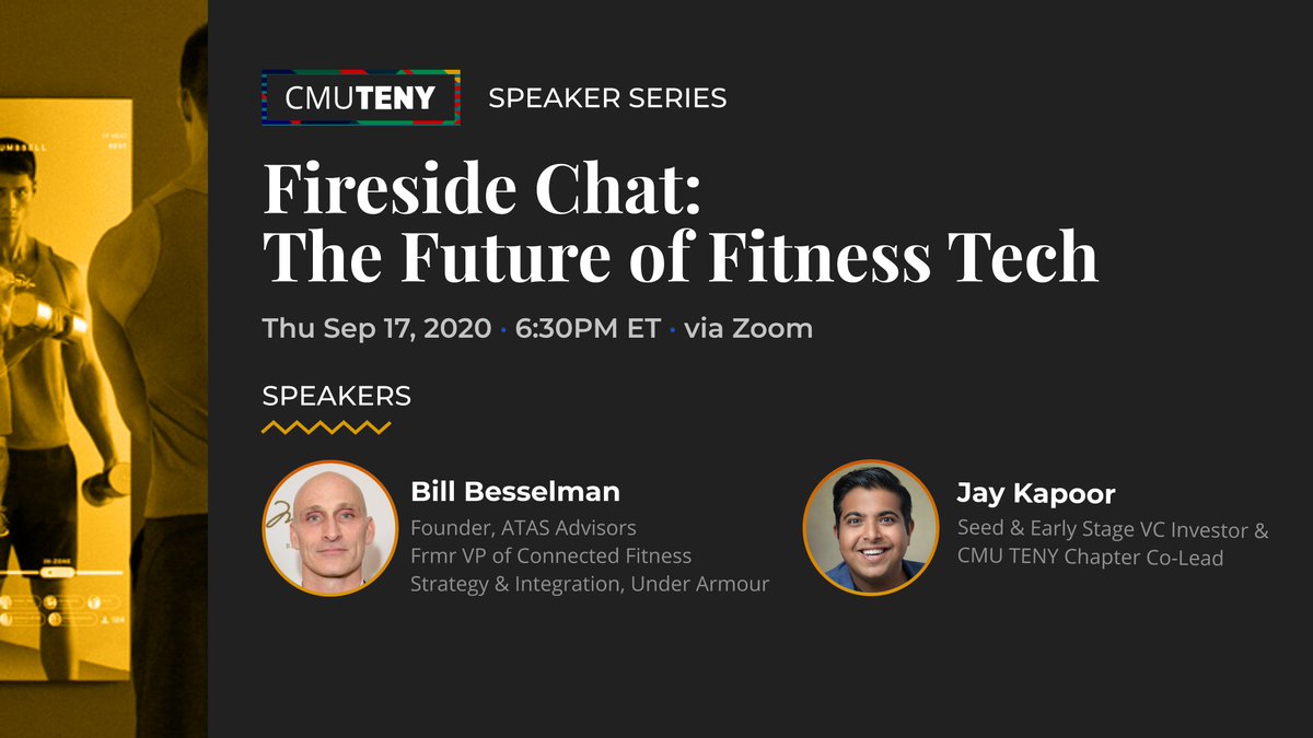 Only a few hours left til <a href="/CMUTENY/">CMU TENY</a> Fireside Chat with <a href="/Bbesselman/">Bill besselman</a>, fmr Head of Connected fitness at Under Armour!

During the interview, I'll be wearing an Apple Watch, an Oura Ring, + a Nest thermometer just to be safe 😄

For any <a href="/CarnegieMellon/">Carnegie Mellon University</a> alums not RSVPd, let's fix that!