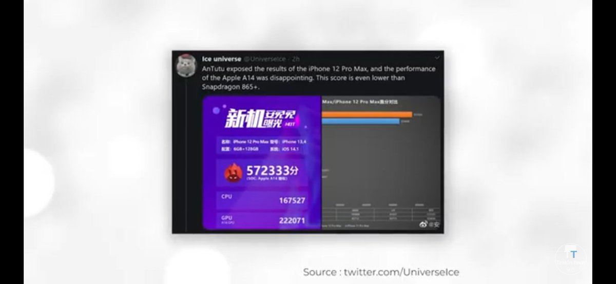 Ary_sutcliffe's tweet image. Shocking... 

Snapdragon 865 plus beat bionic chip in antudu score..

@Qualcomm @Apple 

#AppleEvent
#Android
#bionicchip

Take as a rumour not confirmed news..