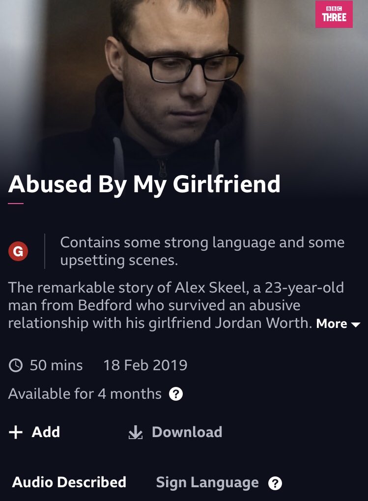 A história dos abusos foi contada no documentário “Abused By My Girlfriend”, produzido pela da BBC Three, que foi exibido pela primeira vez em fevereiro de 2019. Inclusive, ele revela que sua nova jornada é combater o estigma sobre a violência doméstica sofrida por homens.