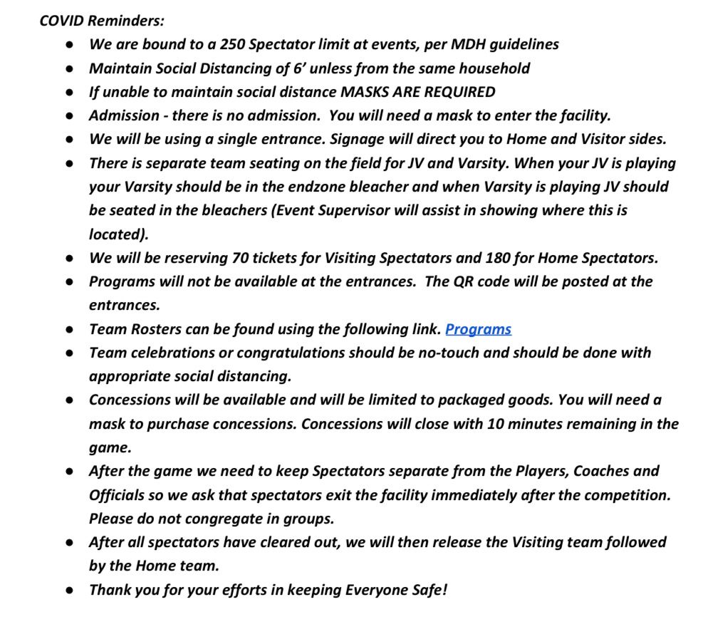 🆚 <a href="/LourdesBSoccer/">Lourdes Boys Soccer</a>
📍 Football Field⠀⠀
🕖 7:00 (5:00JV)
☀️ 56, sunny
🎥 Facebook Live: buff.ly/31xim2d
🎫 Must have mask for entrance (see info below)
📋 Rosters: buff.ly/3jxqEh4
🍿 Concessions available

Note: No Jr. High game today buff.ly/31xim2d%E2%A0%…