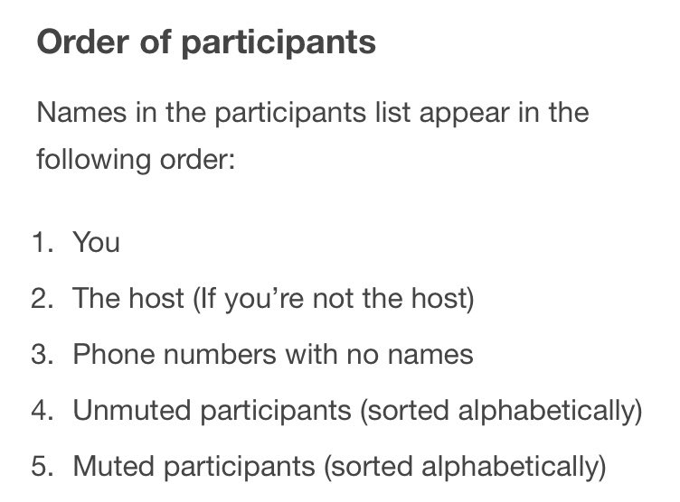 Struggling with constantly taking attendance on Zoom? Assign students a permanent letter to put in front of their name. Mute all so you can check for missing letters quickly. 🤯

(Numbers won’t work because 11 comes before 2 alphabetically.)