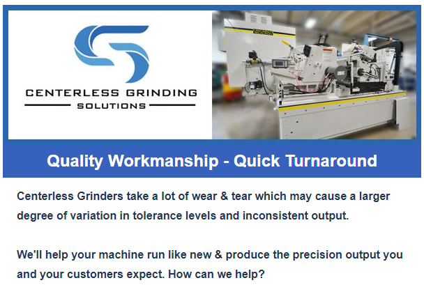 GrinderRepair's tweet photo. If your Centerless Grinder needs some attention, read our latest e-newsletter and let us know how we can help!
https://t.co/fRDLHkaAIM https://t.co/1twDmnwnA8
