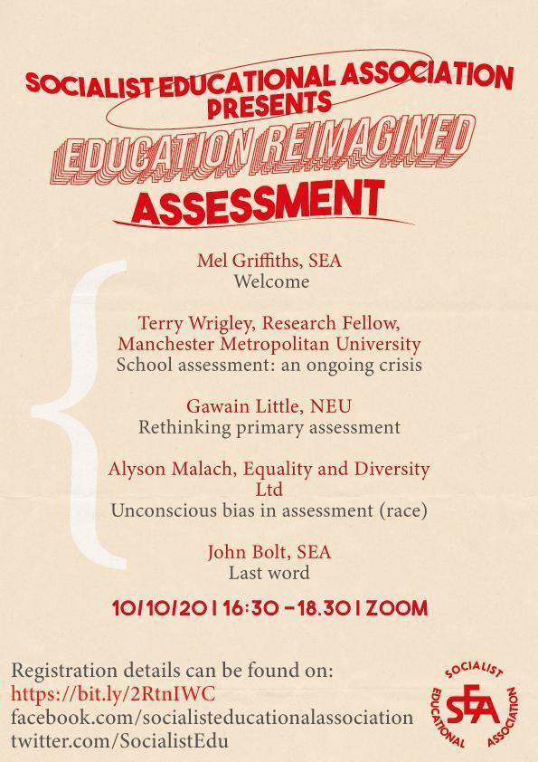 SocialistEdu's tweet photo. The SEA Presents...
🎓 Education Reimagined | Assessment
📅 Sat 10 Oct, 16:30-18:30
📍 Online @zoom_us
Please join us
Register here 👇
https://t.co/q0l7Qs3UDn https://t.co/VgwU7ojOyv