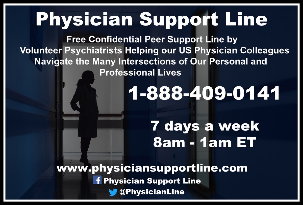 ShrinkRapping's tweet image. As the founder of Physician Support Line, I thank you for your advocacy. If you are a doc who could use support on any subject, Please call us. By docs for docs. Free. Anonymous. We are unaffiliated with any system and report to no one. We have to be well to do well.