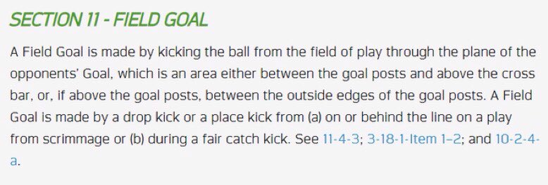 The NFL rulebook says kicks that go over the upright get all the way to the farthest edge of the goal post. It’s hard to say exactly where this one crossed, but even if it was over the top of the bar it should’ve been good.