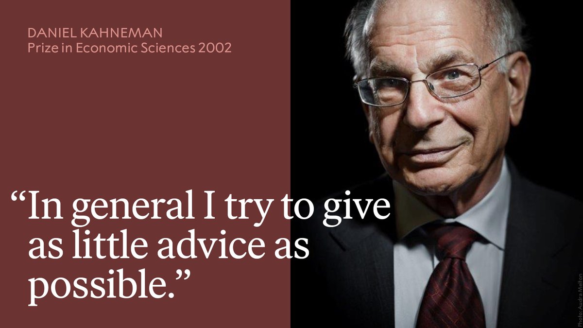 NobelPrize's tweet photo. “In general I try to give as little advice as possible. Either it happens or it doesn’t. If it happens let it happen but seeking for it will not help.”
Listen to our newest podcast episode with psychologist Daniel Kahneman: https://t.co/DowfLPVuh0 https://t.co/EznkyqEb8X