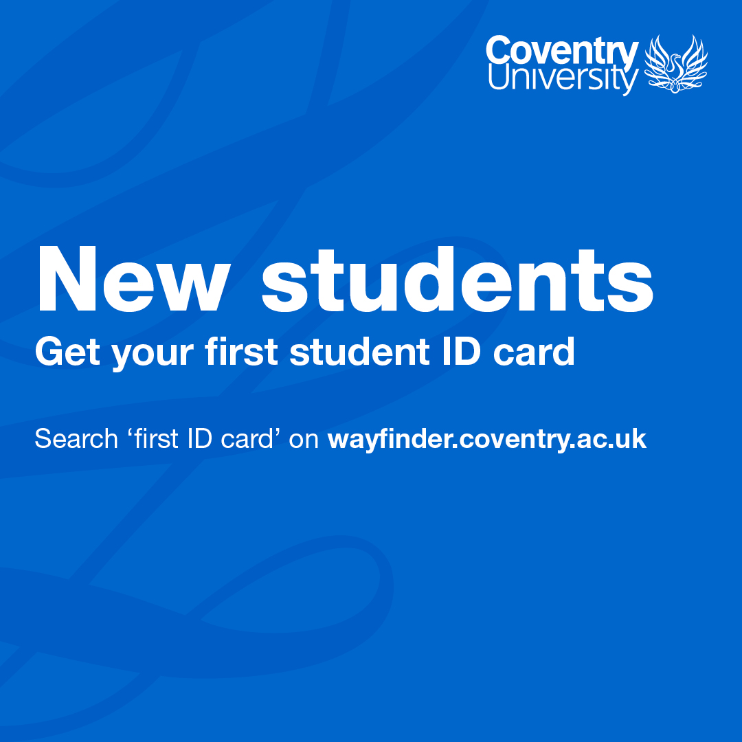 covcampus's tweet image. Get your hands on your Coventry University student ID. Just enrol, book and collect. If you do not have one by the time classes start, you will still be able to attend.

For more information click here 👉   bit.ly/3ixCnMv 
 
#IAmCoventry