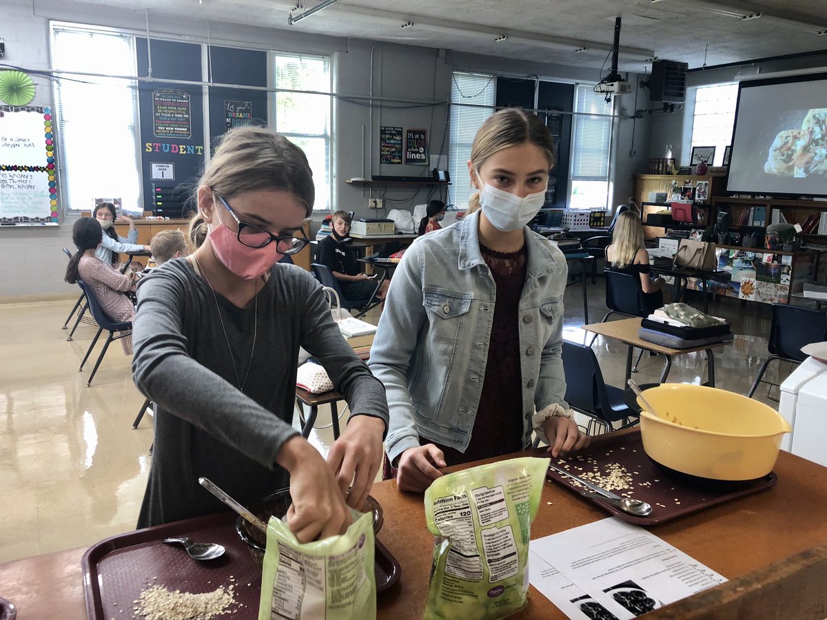 My Intro. to FACS class <a href="/RBHSRockets/">RBHS</a> made their Monster Energy Bites today! #measuringpracticum #healthysnacks