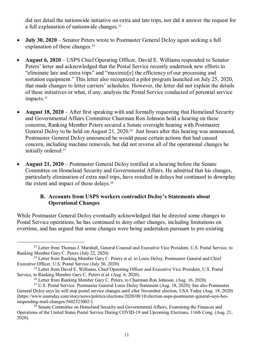 “his actions have had consequences for many of my constituents and people across the nation. My report shows his decisions were reckless and caused significant harm to the American people. The Postmaster General must immediately cease any actions that continue to cause delay...”