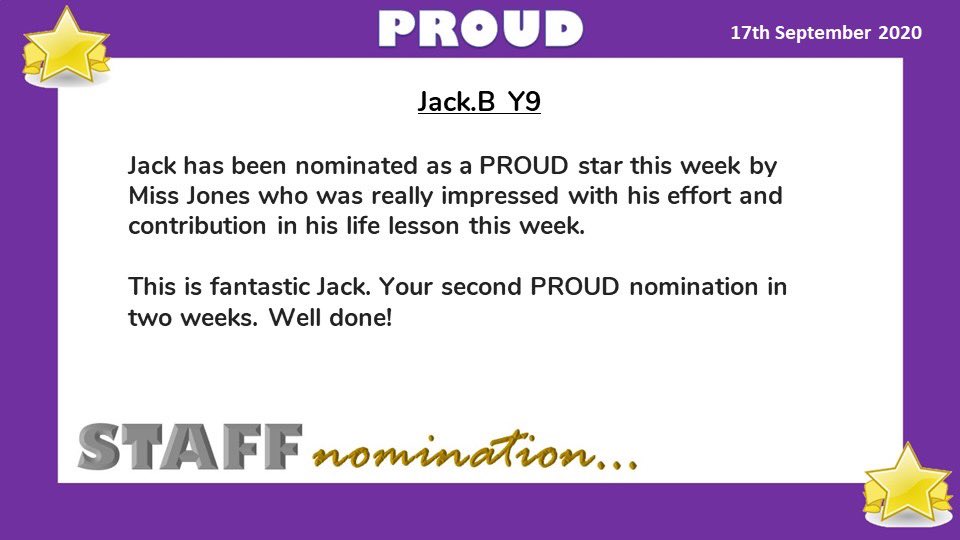 GrangefieldTLC's tweet photo. Our staff are PROUD of our students 💜👏🏻 @Grangefield #PROUD https://t.co/TWqDOeTUQ6
