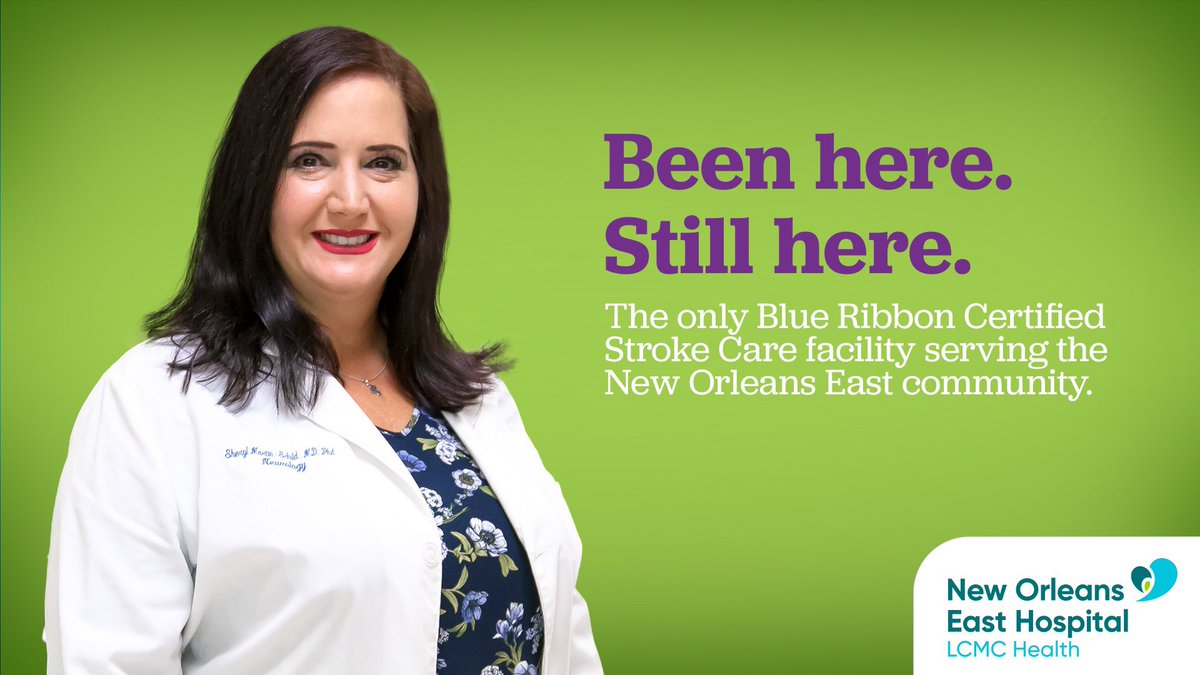 NOEHospital's tweet photo. The only Blue Ribbon Certified Stroke Care facility serving the New Orleans East community. #BeenhereStillhere https://t.co/Y1huALLESk
