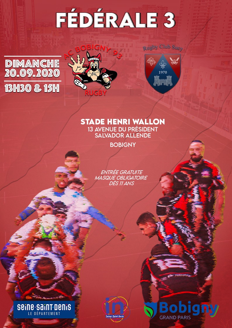 ACBobigny93's tweet photo. 🔴⚫️ FÉDÉRALE 3 🔴⚫️
Le rugby ce n'est pas que sur @canalplus !
Retrouvez nos #RougesEtNoirs en clair ce dimanche à partir de 13h30 au stade Henri Wallon.
Au programme de ce 1er match un choc aux allures de revanche contre Sucy qui s'était imposé par 2 fois l'an dernier. 🐺😷 https://t.co/PniG7vXuS8
