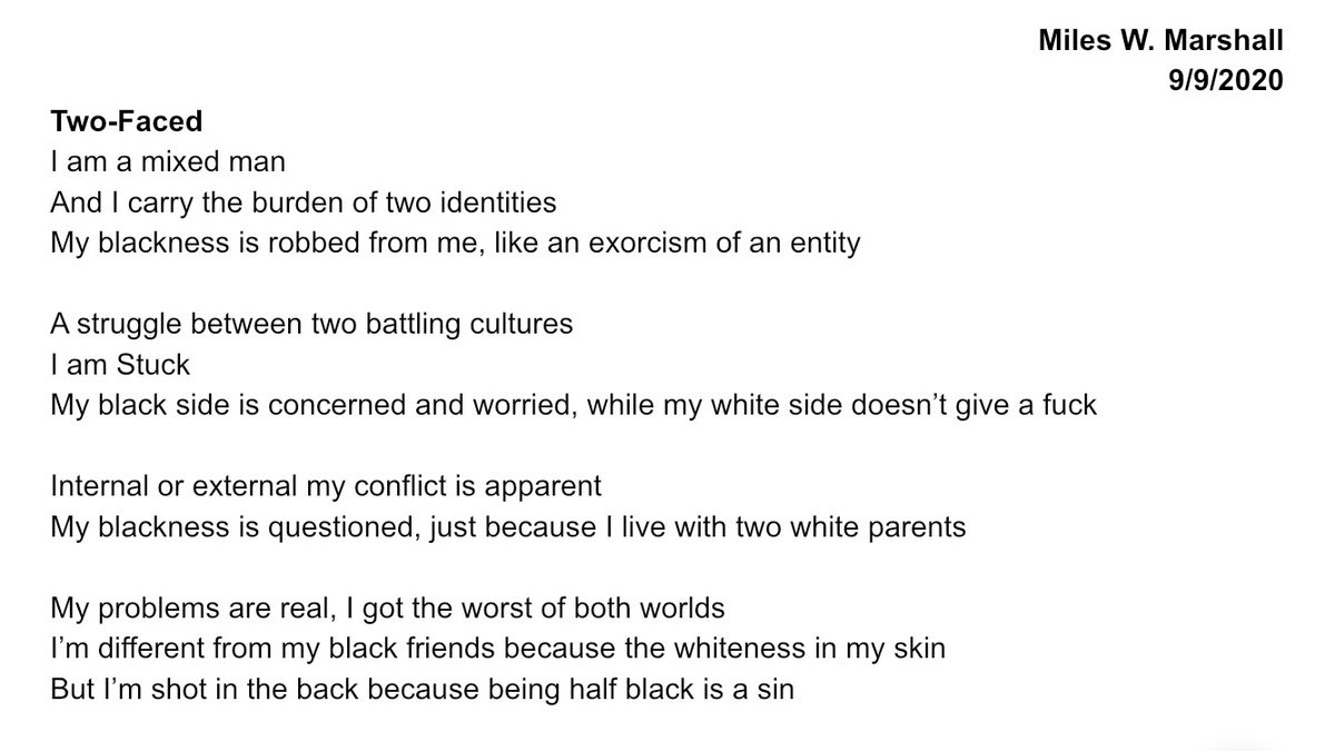A poem I wrote about the struggles of being biracial in America. #BLM