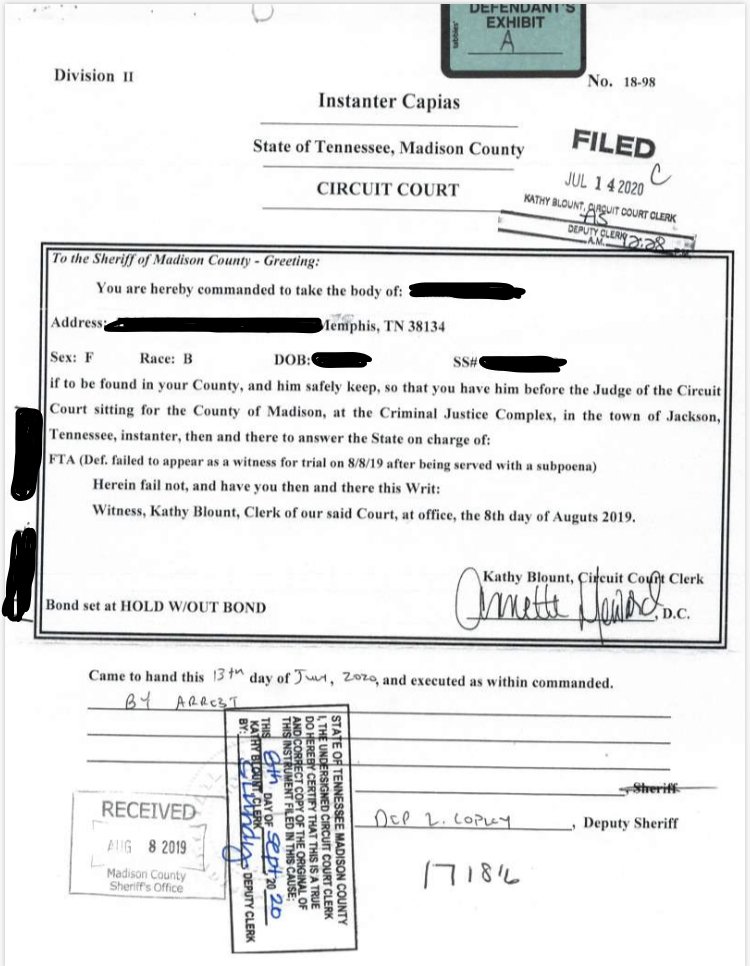 ...victim advocate would have been helpful...further proof this DA cared more about simply "winning"). Judge issued an arrest warrant for FTA (which is illegal to do in TN for anybody other than a defendant). Later says it was b/c V was a material witness (we DO have a... 3/7