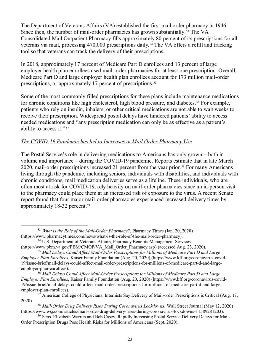 This reads like a 39 page indictment of  @realDonaldTrump  @GOP  @USPS Post Master General’s criminal behavior -delays to our Vets is ducking enraging.-unlike some I want my followers to have the original documentsHave a mtg in <3 minutesLink to report https://www.hsgac.senate.gov/imo/media/doc/200916_FullReport_PetersPostalInvestigation.pdf