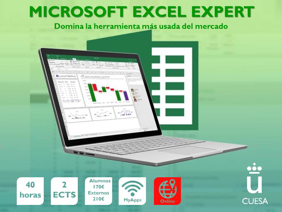 CUESA_Cursos's tweet image. Llega al máximo nivel con #MicrosoftExcelExpert con certificación incluida ⌨️💻 Apúntate en: gestion3.urjc.es/cuesa/cursos/?…