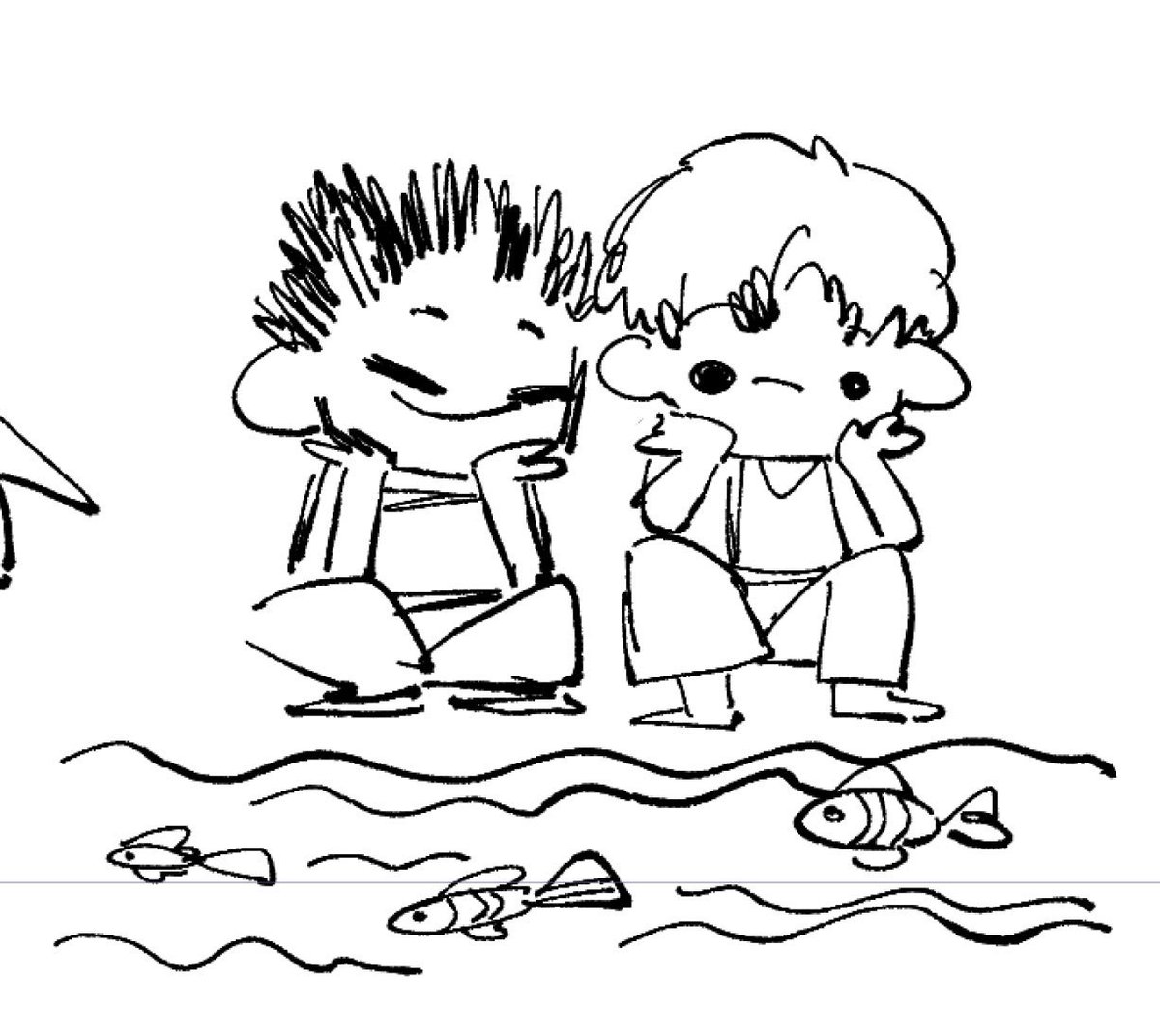 Did some inking today that made me happy heh (inspired by my little cousin's drawings :3)