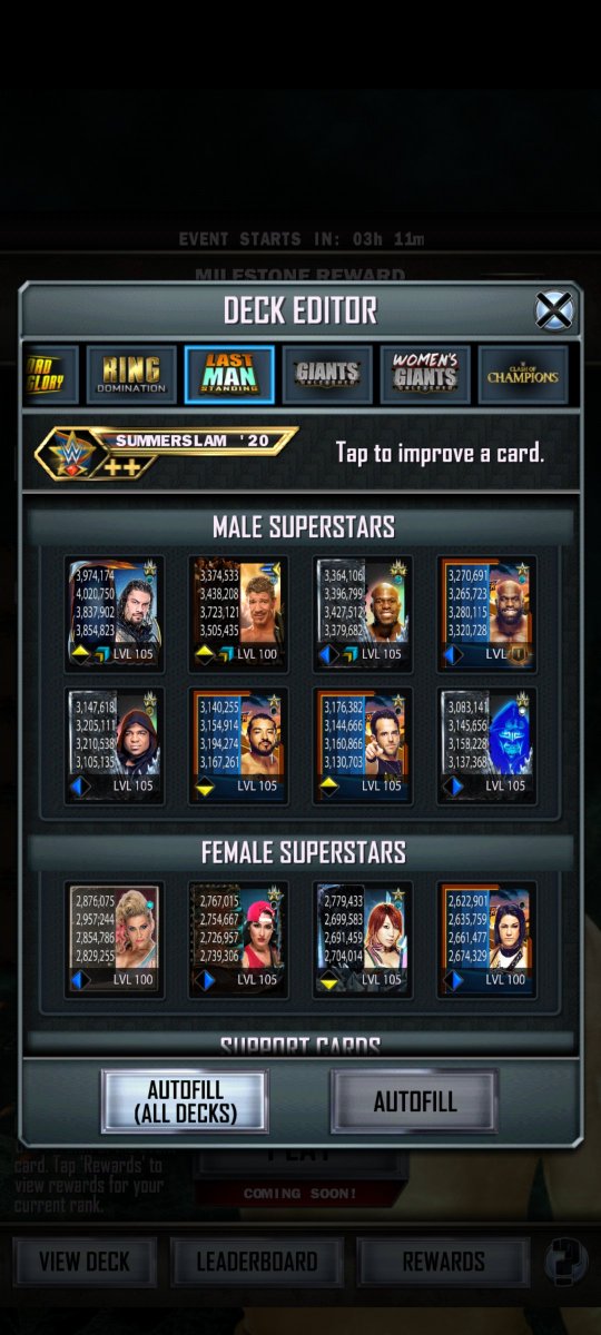 Adam26400009's tweet photo. Lms deck looking okay? #WWESuperCard https://t.co/EdM5HX0vIL
