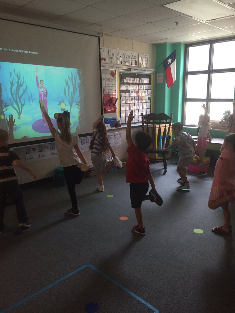 Yoga/Stretching always helps reset our minds to learn! #brainbreaks #kindergarten <a href="/HumbleISD_BBE/">Bear Branch Elem</a>