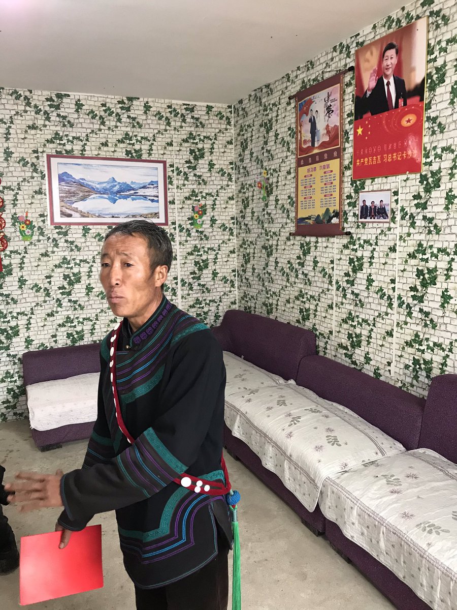 I spent most of last week on an official tour of poverty alleviation work in a mountainous region of Sichuan. Hard to convey the sheer intensity of the propaganda. Every home visited in every village has a poster of Xi Jinping.