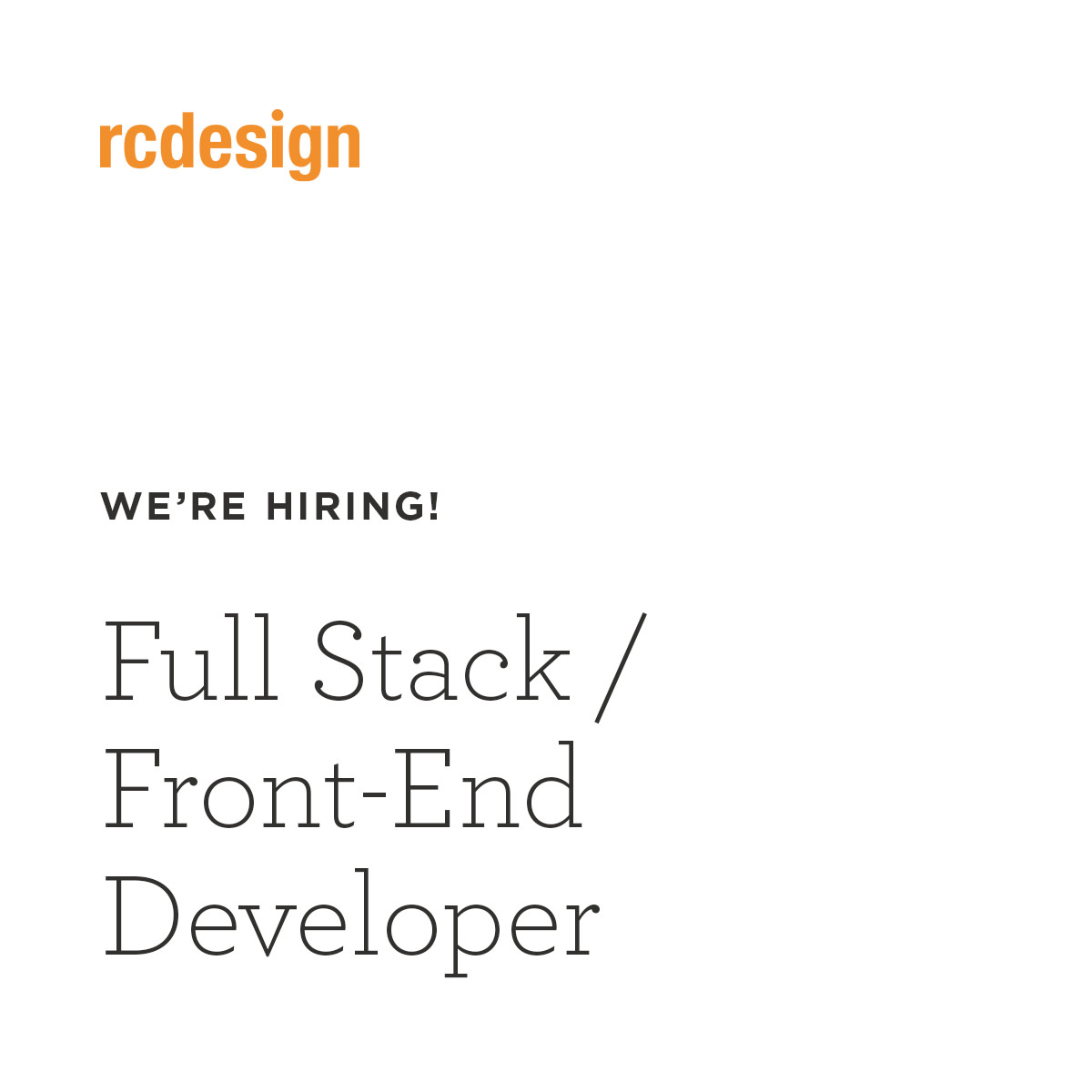 WE ARE HIRING!!! 👀

RC Design is on the lookout for a Full Stack/Front-End Developer with extensive WordPress knowledge and a solid understanding of Digital Accessibility standards. 

rcdesign.com/job/web-develo…

#FullStackDeveloper #Hiring #FrontEndDeveloper