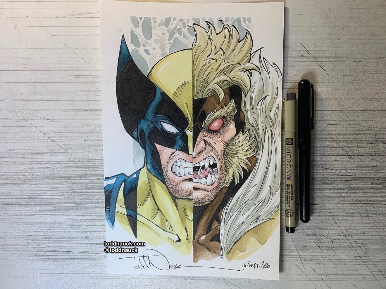 Art of Todd Nauck — Rogue, X-Men Pigma Micron colored pens and