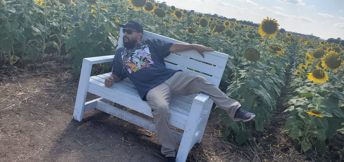 FredoSauce28's tweet photo. Took the girls to the sunflower mazein Buhler, they wanted me to take pics on the bench.. say no more! 🤣🤣🤣 https://t.co/OONIBVubaY