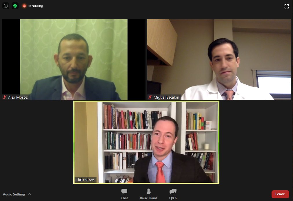 AAPhysiatrists's tweet photo. Our #AAPSymposium panel is underway with @dr_escalon, @chrisvisco and Alex Moroz, MD! Tune in now to hear their insights on how #physiatry in NYC was affected due to COVID, and how to weather the next storm. https://t.co/Soat7K5Dyo